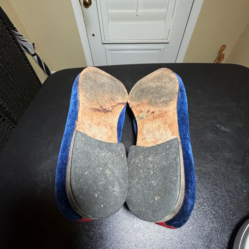 Del Toro blue velvet embroidered skull men’s loafer size 11 made in Italy